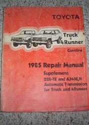 1985 Toyota Truck & 4Runner Gasoline Service Repair Manual Supplement 1985 Toyota Truck & 4Runner Gasoline Service Repair Manual Supplement