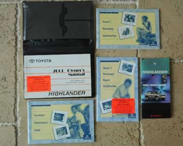 2001 Toyota Highlander Owner's Manual Set 2001 Toyota Highlander Owner's Manual Set