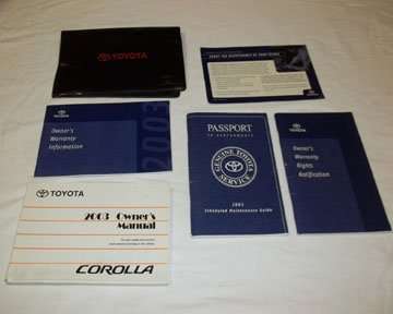 2003 Toyota Corolla Owner's Manual Set 2003 Toyota Corolla Owner's Manual Set