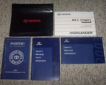 2003 Toyota Highlander Owner's Manual Set 2003 Toyota Highlander Owner's Manual Set