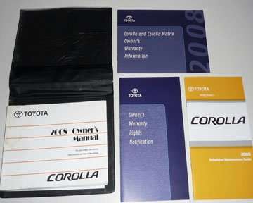 2008 Toyota Corolla Owner's Manual Set 2008 Toyota Corolla Owner's Manual Set